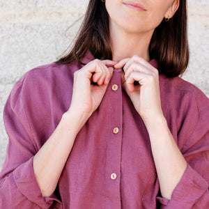 Shirt Blouse - 100% Linen - Blackberry (Women's S-L)