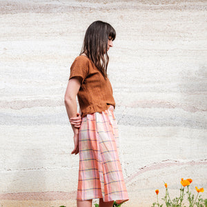 Cross Stitch Pieces Top - 100% Indian Cotton Muslin - Ginger Lilac (Women S-L)