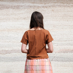 Cross Stitch Pieces Top - 100% Indian Cotton Muslin - Ginger Lilac (Women S-L)