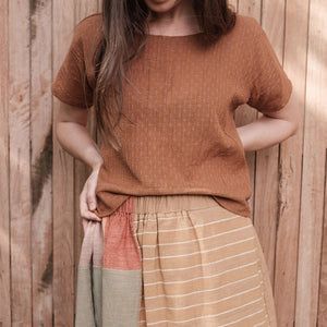 Cross Stitch Pieces Top - 100% Indian Cotton Muslin - Ginger Lilac (Women S-L)