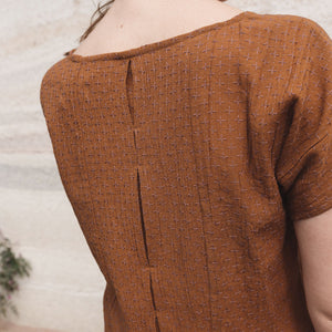 Cross Stitch Pieces Top - 100% Indian Cotton Muslin - Ginger Lilac (Women S-L)