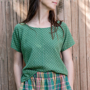 Cross Stitch Pieces Top - 100% Indian Cotton Muslin - Sweet Pea (Women S-L)