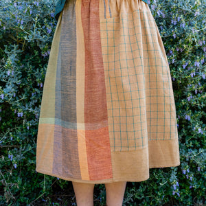 Patchwork Pocket Skirt - 100% Hand Loomed Heirloom Cotton with Plant Dyes (Women S-L)