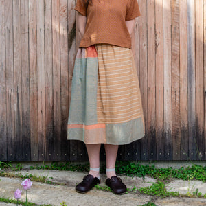 Patchwork Pocket Skirt - 100% Hand Loomed Heirloom Cotton with Plant Dyes (Women S-L)