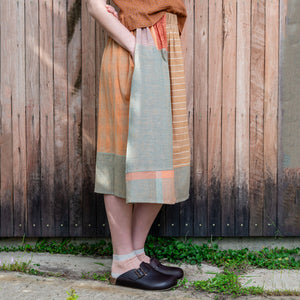 Patchwork Pocket Skirt - 100% Hand Loomed Heirloom Cotton with Plant Dyes (Women S-L)