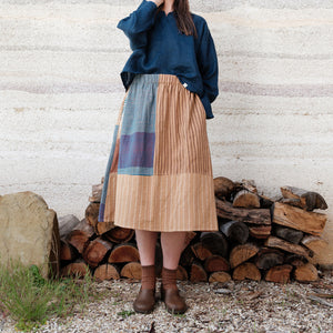 Patchwork Pocket Skirt - 100% Hand Loomed Heirloom Cotton with Plant Dyes (Women S-L)