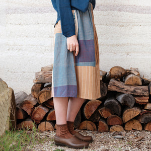 Patchwork Pocket Skirt - 100% Hand Loomed Heirloom Cotton with Plant Dyes (Women S-L)