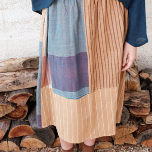 Patchwork Pocket Skirt - 100% Hand Loomed Heirloom Cotton with Plant Dyes (Women S-L)