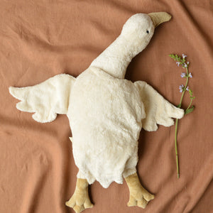 Cuddly Goose Toy/Heat Pack in Organic Cotton/Lambswool - White (Large)