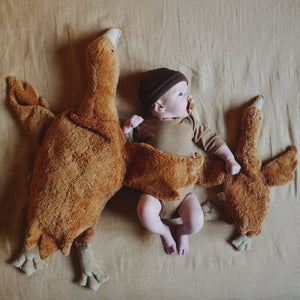 Cuddly Goose Toy/Heat Pack in Organic Cotton/Lambswool - Rust *Limited Edition