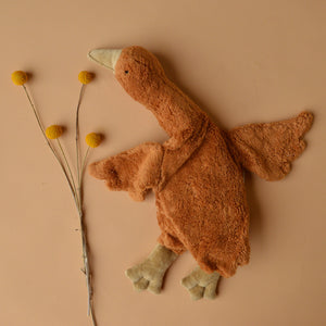 Cuddly Goose Toy/Heat Pack in Organic Cotton/Lambswool - Rust *Limited Edition