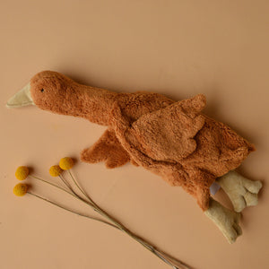 Cuddly Goose Toy/Heat Pack in Organic Cotton/Lambswool - Rust *Limited Edition