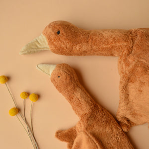 Cuddly Goose Toy/Heat Pack in Organic Cotton/Lambswool - Rust *Limited Edition
