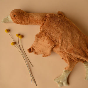 Cuddly Goose Toy/Heat Pack in Organic Cotton/Lambswool - Rust *Limited Edition