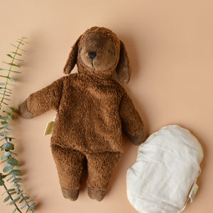 Cuddly Sheep Toy/Heat Pack in Organic Cotton/Lambswool - Brown (Small) *Returning 2026