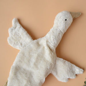 Cuddly Goose Toy/Heat Pack in Organic Cotton/Lambswool - White (Small)