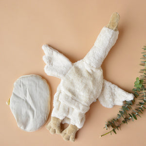 Cuddly Goose Toy/Heat Pack in Organic Cotton/Lambswool - White (Small)