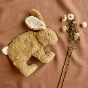 Cuddly Rabbit Toy/Heat Pack in Organic Cotton/Lambswool - Fawn (Small)