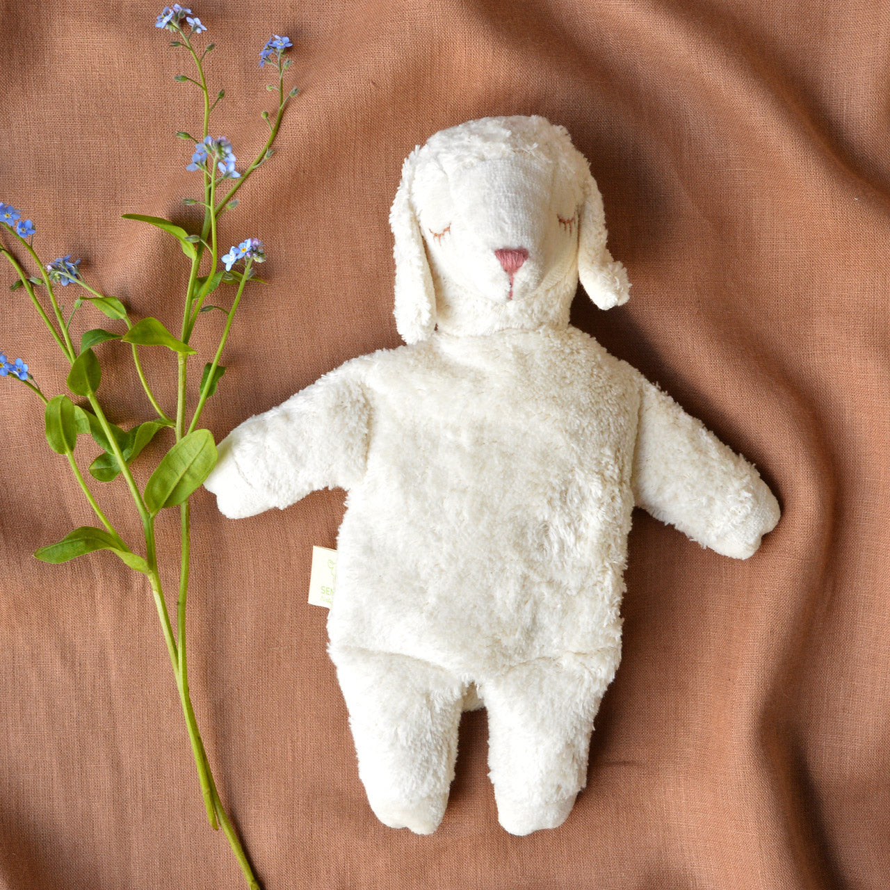 Cuddly White Sheep Toy/Heat Pack in Organic Cotton/Lambswool - Small