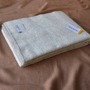 Herringbone Blanket in 100% Pure Wool - Silver/Ecru (140x200cm)