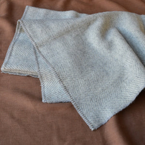 Herringbone Blanket in 100% Pure Wool - Silver/Ecru (140x200cm)