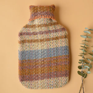 Hot Water Bottle with Plaid 100% Recycled Wool Cover