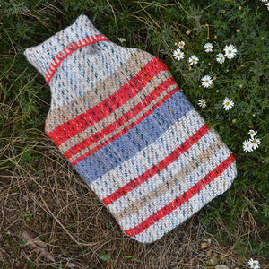 Hot Water Bottle with Plaid 100% Recycled Wool Cover