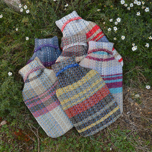 Hot Water Bottle with Plaid 100% Recycled Wool Cover