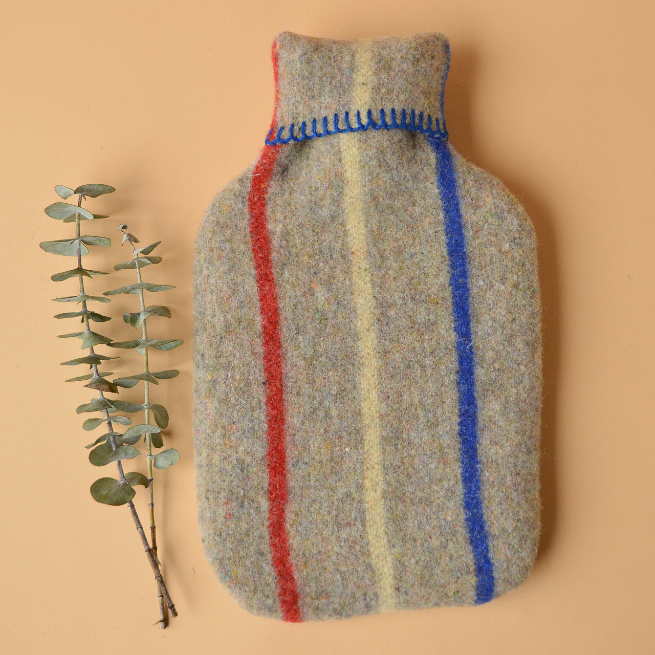 Hot Water Bottle with 50/50 Recycled/Virgin Wool Cover - Vintage Stripes