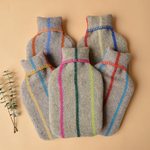 Hot Water Bottle with 50/50 Recycled/Virgin Wool Cover - Vintage Stripes