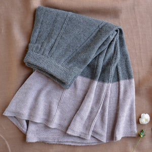 Women's Colourblock Panel Skirt - 100% Baby Alpaca - Grey/Lavender (S-L)