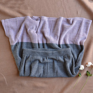 Women's Colourblock Panel Skirt - 100% Baby Alpaca - Grey/Lavender (S-L)