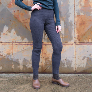 Harry Knitted Rib Leggings - 100% Extra Fine Merino - Anthracite