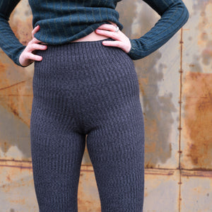 Harry Knitted Rib Leggings - 100% Extra Fine Merino - Anthracite