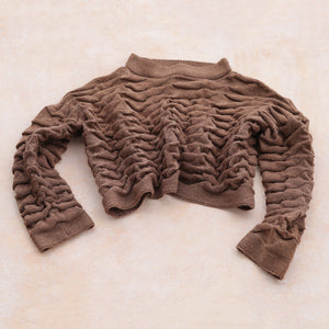 Helix Short Jumper - 100% Pure Wool - Chestnut