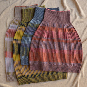 Womens Knitted Rib Skirt/Bellywarmer - Midi - 100% Plant Dyed Merino - Pink Madder