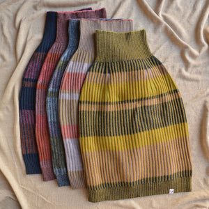 Womens Knitted Rib Skirt/Bellywarmer - Midi - 100% Plant Dyed Merino - Pink Madder