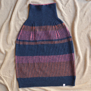 Womens Knitted Rib Skirt/Bellywarmer - Midi - 100% Plant Dyed Merino - Dark Indigo