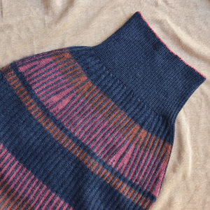 Womens Knitted Rib Skirt/Bellywarmer - Midi - 100% Plant Dyed Merino - Dark Indigo