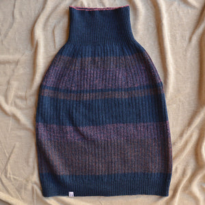 Womens Knitted Rib Skirt/Bellywarmer - Midi - 100% Plant Dyed Merino - Dark Indigo