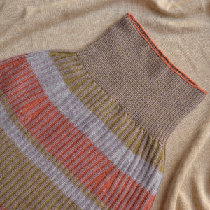 Womens Knitted Rib Skirt/Bellywarmer - Midi - 100% Plant Dyed Merino - Dusty Lilac