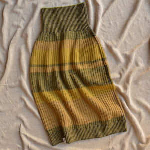 Womens Knitted Rib Skirt/Bellywarmer - Midi - 100% Plant Dyed Merino - Mustard