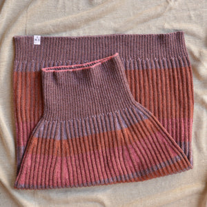 Womens Knitted Rib Skirt/Bellywarmer - Midi - 100% Plant Dyed Merino - Pink Madder