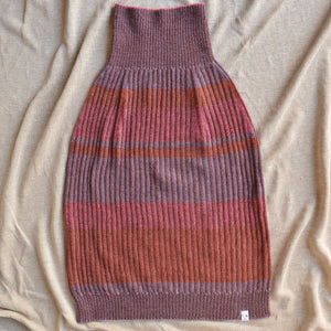 Womens Knitted Rib Skirt/Bellywarmer - Midi - 100% Plant Dyed Merino - Pink Madder