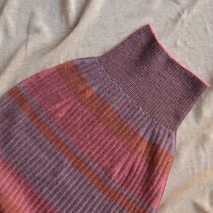Womens Knitted Rib Skirt/Bellywarmer - Midi - 100% Plant Dyed Merino - Pink Madder