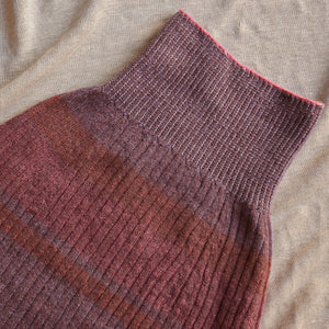 Womens Knitted Rib Skirt/Bellywarmer - Midi - 100% Plant Dyed Merino - Pink Madder