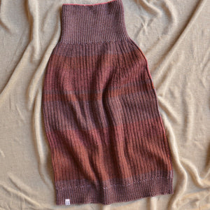 Womens Knitted Rib Skirt/Bellywarmer - Midi - 100% Plant Dyed Merino - Pink Madder