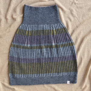 Womens Knitted Rib Skirt/Bellywarmer - Mini - 100% Plant Dyed Merino - Indigo