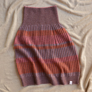 Womens Knitted Rib Skirt/Bellywarmer - Mini - 100% Plant Dyed Merino - Pink Madder