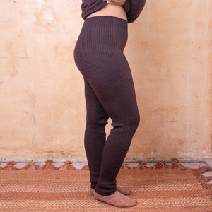 Harry Knitted Rib Leggings - 100% Extra Fine Merino - Espresso